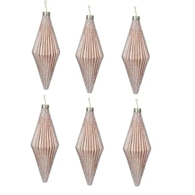 Image of Gisela Graham Gold/Silver Ribbed Glass Teardrop Baubles set of six