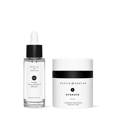 Image of Pestle &amp; Mortar Hydrating Duo gift sets Hyaluronic Acid Face Serum with Vitamin B5 and Lightweight Anti Ageing Moisturiser