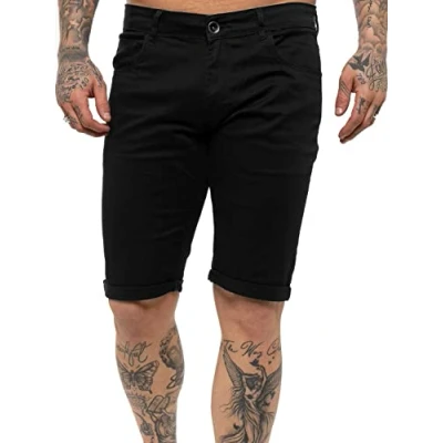 Image of BRAND KRUZE Mens Slim Fit Stretch Casual Cotton Chino Shorts Summer Smart Work Half Pants KZS104 Black 42