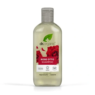 Image of Dr Organic Rose Otto Shampoo, Restoring, Mens, Womens, Natural, Vegan, Cruelty Free, Paraben &amp; SLS Recyclable Recycled Ocean Bound Plastic, Certified Organic, 265ml, Packaging may vary