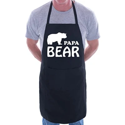 Image of print4ucouk Papa Bear Funny Fathers Day BBQ Cooking Novelty Apron Black