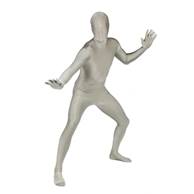 Image of Morphsuit Full Body Costume Silver, XXL Original Bodysuit For Adults &amp; Kids Super Stretch Suit Great DIY Party Outfit Halloween, Cosplay, Fancy Dress Men Women
