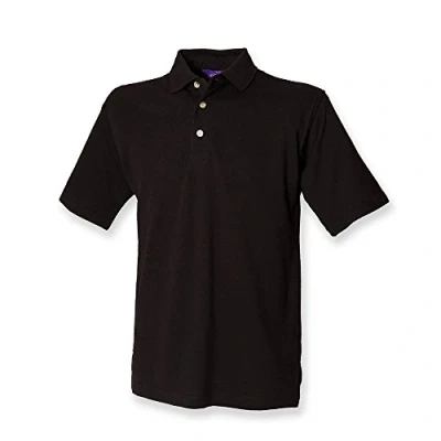 Image of Henbury Classic Heavy Pique Polo Shirt : Color Black Size XL