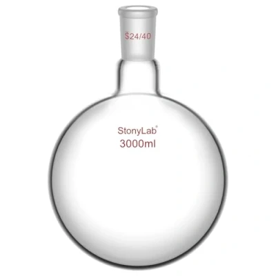 Image of StonyLab Glass Single Neck Round Bottom Flask RBF, with 24/40 Standard Taper Outer Joint (3000ml)