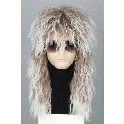 Image of LeMarnia Men or Women 70s 80s Heavy Metal Rocker Blonde Wig Mullet Halloween Costume Party