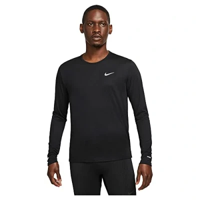 Image of Nike DD4576 M NK DF UV MILER TOP LS Sweatshirt mens black/reflective silv S