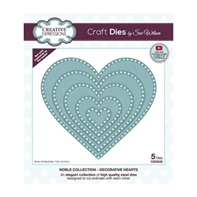 Image of Creative Expressions Sue Wilson Noble Collection Decorative Hearts Craft, Metal, Largest die 13.9 x 12.2 cm
