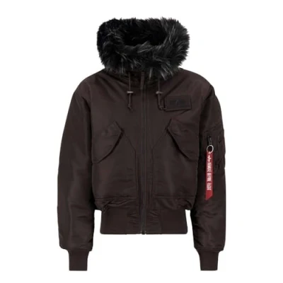 Image of Alpha Industries Men&#039;s 45P Hooded Custom Bomber Jacket, Hunter Brown, M