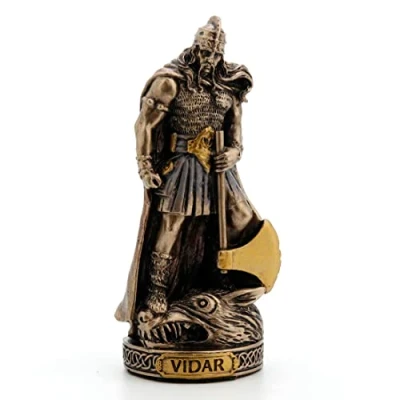 Image of Veronese Design 3 3/8 Inch Vidar Norse God of Vengeance Hand Painted Bronze Finish Miniature Figurine
