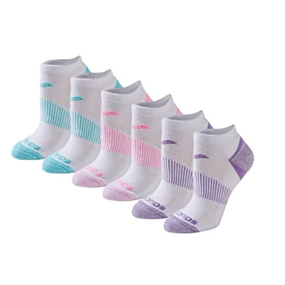Image of Saucony Women&#039;s Selective Cushion Performance No Show Athletic Sport (6 &amp; 12 Pairs) Socks, White Brights Pairs), 8 Mar UK