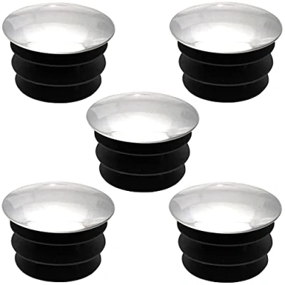 Image of cyclingcolors 5x round blanking end cap ribbed plastic insert tube plug chrome nickel caps, 19mm