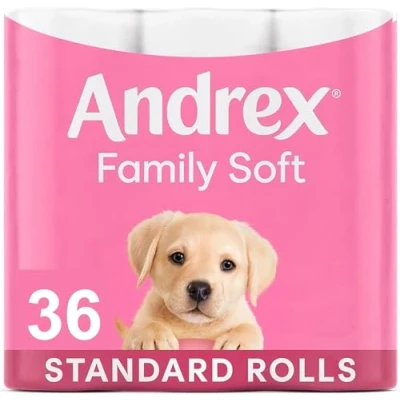 Image of Andrex Gentle Clean Toilet Rolls 36 Roll Pack Bulk Buy and Soft on Your Family&#039;s Skin Dermatologically Tested