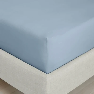 Image of Bianca 200 Thread Count Cotton Percale Extra Deep Double Fitted Sheet Blue