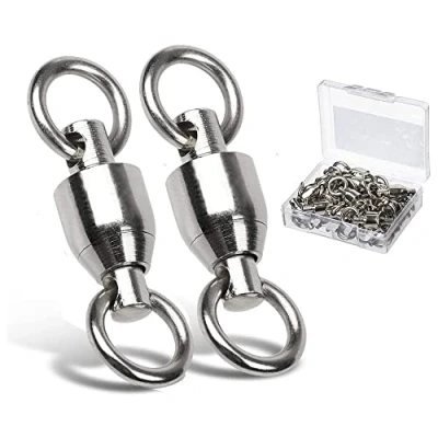 Image of 9Tong Ball Bearing Swivels Connector High Strength Stainless Steel Solid Welded Rings Barrel Saltwater Freshwater Fishing 25pcs 176lbs