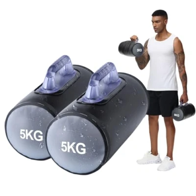 Image of DEIRIS Water Dumbbells, Filled Weights Set, Travel Weights, Weight Bag, Adjustable Dumbbells to 10 KG Pair, for Strength Training, Fitness and Shaping