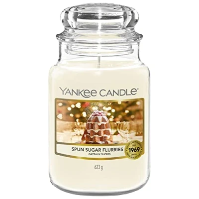 Image of Yankee Candle Scented Spun Sugar Flurries Large Jar Snow Globe Wonderland Collection Burn Time: up to 150 Hours