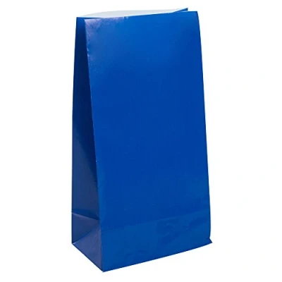 Image of Vibrant Royal Blue Paper Party Bags (25cm x 13cm) 12 Count Perfect for Celebrations and Events