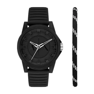 Image of Armani Exchange Men&#039;s Analog Quartz Watch with Silicone Strap AX7159SET