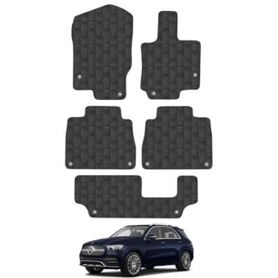 Image of 5mm Rubber Car Mats Compatible With Mercedes Gle (2019+) Tailored Fit Floor Set Accessory Custom Anti Slip Backing Heavy Duty Waterproof Easy Clean Durable All Weather Full Coverage