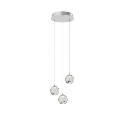 Image of Lucande LED hanging light Hayley, Ø 25 cm, 3 bulb, chrome, glass