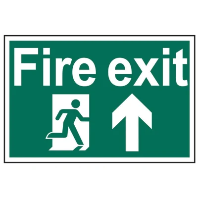 Image of Spectrum Industrial Fire Exit Running Man Arrow Up PVC (300 X 200MM)
