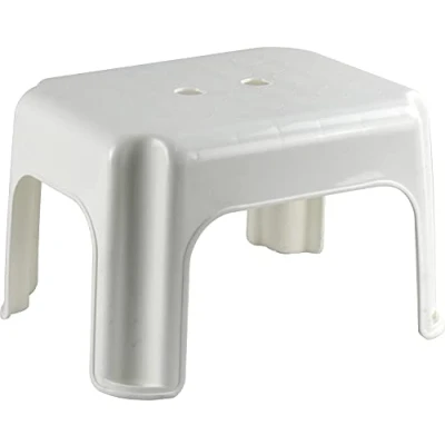 Image of Sturdy Small Plastic Non Slip Foot Step Stool 39 x 32 23 cm (White)