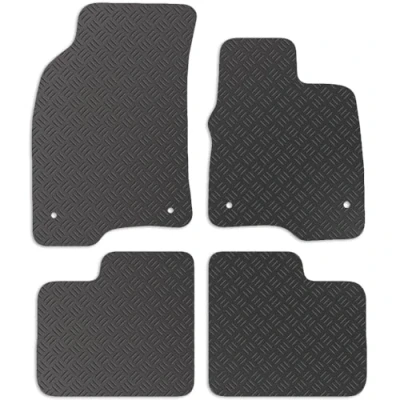 Image of Carsio Rubber Car Mats For Fiat Panda 2015+ Tailored Fit Floor Mat Set Complete Accessory Black Custom Fitted All Weather &amp; Heavy Duty, Anti Slip Backing with Clips