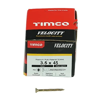 Image of TIMco 35045VY PZ2 CSK ZYP Velocity Screw 3.5 x 45 Yellow (Box of 200)