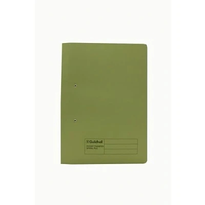 Image of Exacompta Ref 211/9062Z Guildhall Pocket Spiral File, 325 x 357mm, 315gsm Heavyweight Manilla, A4 &amp; Foolscap, Right Hand Pocket, Blue Angel Certified Green, Pack of 25