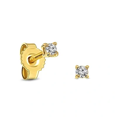 Image of Miore 4 prong stud earrings in 9 kt 375 yellow gold with brilliant cut diamonds 0.08 ct
