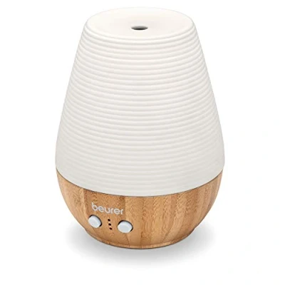 Image of Beurer LA40 Aroma Diffuser, Fragrance diffuser With ultrasonic atomisation, wellness light and colour change, Made of real bamboo porcelain