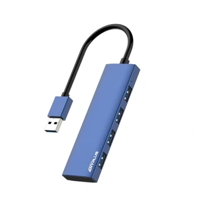 Image of ANYPLUS USB Hub, 3.0 Hub Aluminum Alloy Ultra Slim Splitter, Portable 4 Port Extender, for Laptop, PC, MacBook, iMac, Surface Pro, Mac Flash Drive, XPS 【Blue】