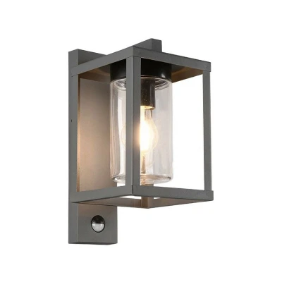 Image of Lunga Modern Outdoor Wall Lantern Anthracite IP44 with PIR UK Stock