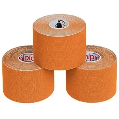 Image of ALPIDEX Kinesiology Tape 1/3/ 6/12 Rolls Many Colors 5 m x cm Application Examples E Book Skin Friendly Muscle Support Elastic Strapping Tape, Colour:Orange, Quantity:3