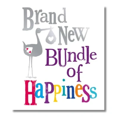 Image of Brightside New Baby Card, Bundle of Happiness Welcome 180 x 160mm, Multi Coloured