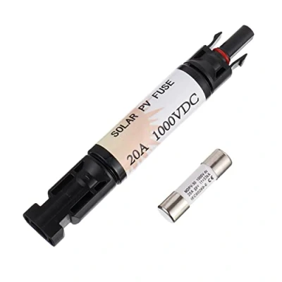 Image of HUAREW 20A Solar Panel Fuse Holder and Fuse, Waterproof Inline PV 1000VDC for Controller, Black