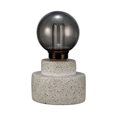 Image of Pauleen 48282 LED Table Lamp Noble Flare Mobile Timer Battery Including 1 x 0.2 Watt Living Room Grey Concrete Glass 2500 K E27
