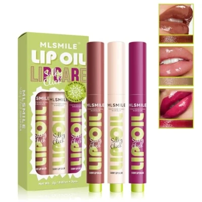 Image of Plump Lip Gloss Oil Set,Fat High Impact Color,Press Lipstick Solid Moisturizing Balm Mirror Oil,Shiny Gloss,Transfer Proof Wear&amp;Long Lasting Non Sticky