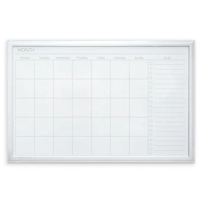 Image of Cathedral Products Modern White Frame Magnetic Monthly Planner Dry Erase Board Premium Organizer with &#039;To Do&#039; Section