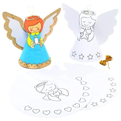 Image of Baker Ross FC125 Christmas Colour In Cone Decorations Pack of 10, Angel Ornament, Make Your Own Decorations, Crafts for Kids to Decorate and Display