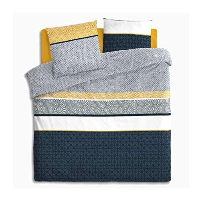 Image of Atmosphera Striped Cotton Bed Linen, 240 x 220 cm, Blue