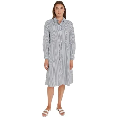 Image of Tommy Hilfiger Women Essential Shirt Dress Knee Length, Blue (Ithaka STP/Desert Sky), 40