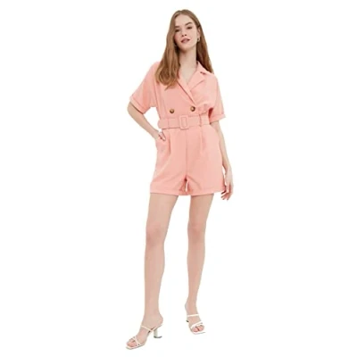 Image of Trendyol Women Plain Arched detailed Woven Jumpsuit
