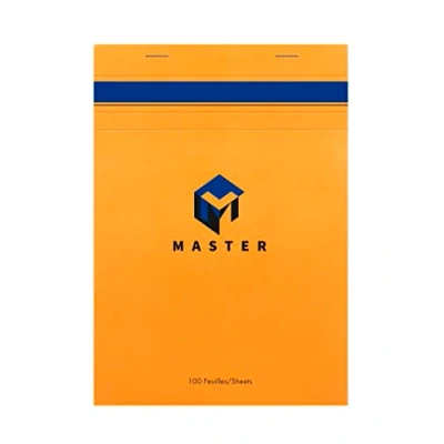 Image of Clairefontaine Ref 10705C Calligraphe Master Head Stapled Desk Pad Notepad (100 Sheets) A5 Sized, 5/5 Squared Rulings, 70gsm Superfine Vellum Paper