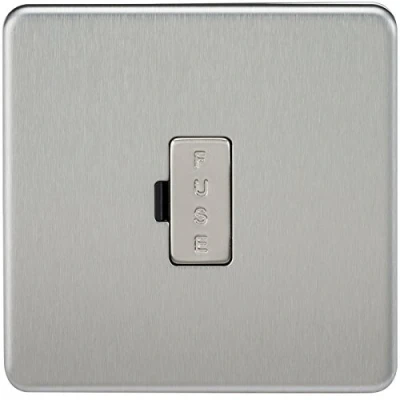 Image of KnightsBridge 13A Screwless Brushed Chrome Fused Spur Connector Unit Wall Plate
