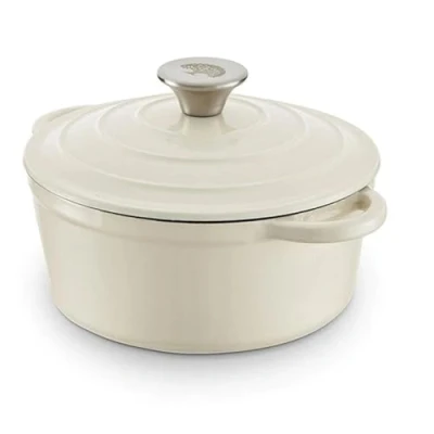 Image of Barbary &amp; Oak Foundry 20cm Round Cast Iron Casserole Dish Camembert Cream