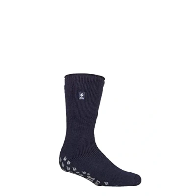 Image of Mens 1 Pair SOCKSHOP Heat Holders 2.3 TOG Plain Slipper Socks Navy 6 11