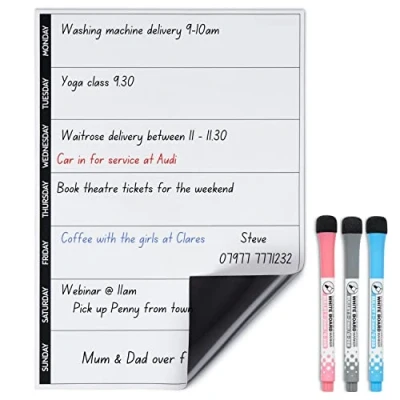 Image of Magnetic Innovations A4 Fridge Weekly Planner Whiteboard, Ideal for Notes, Meal Planning and Reminders