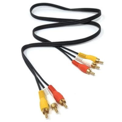 Image of DRUT 1m 3 RCA to Phono Male Plug Triple Jack Cable AV Audio Video Composite Lead (3.3ft)