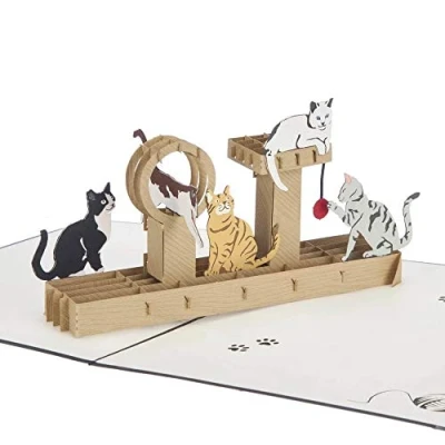 Image of Cardology Cats Pop Up Card 3D Birthday For Cat Lovers, Mothers Day Card, Fathers Handmade